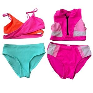 SHEIN Kids Swimwear Set - Pink, Orange, and Aqua - Size 8